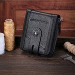 LinkMejor Genuine Leather Bifold Men Zipper Wallet RFID Blocking Mutil Card Holder Coin Purse Small Cash Clip