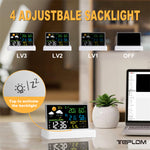 Wireless Indoor Outdoor Weather Station VA Color Screen Temperature Humidity Sensor 500 Feet Range Adjustable Backlight Dual Power Calendar Clock Moon Phase