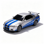 LinkMejor 1901-410D RTR 1/24 2.4G 4WD R34 Drift RC Car Alloy Body Shell LED Light On-Road Full Proportional High Speed Racing Vehicles Models Toys