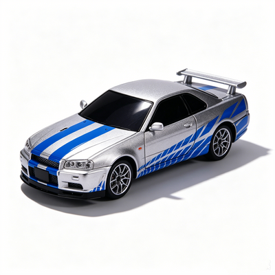 LinkMejor 1901-410D RTR 1/24 2.4G 4WD R34 Drift RC Car Alloy Body Shell LED Light On-Road Full Proportional High Speed Racing Vehicles Models Toys