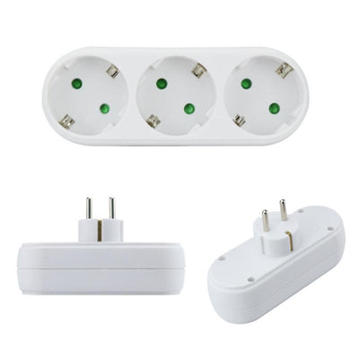 Universal One to Three EU German Standard Conversion Socket Plug Smart Travelling Conversion Power Plug Socket