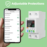 Tuya WiFi Intelligent Circuit Breaker with LCD Display App Control, Four Timing Modes Comprehensive Protection System Durable Flame-Retardant Construction - Home Automation Energy Monitor Smart Device