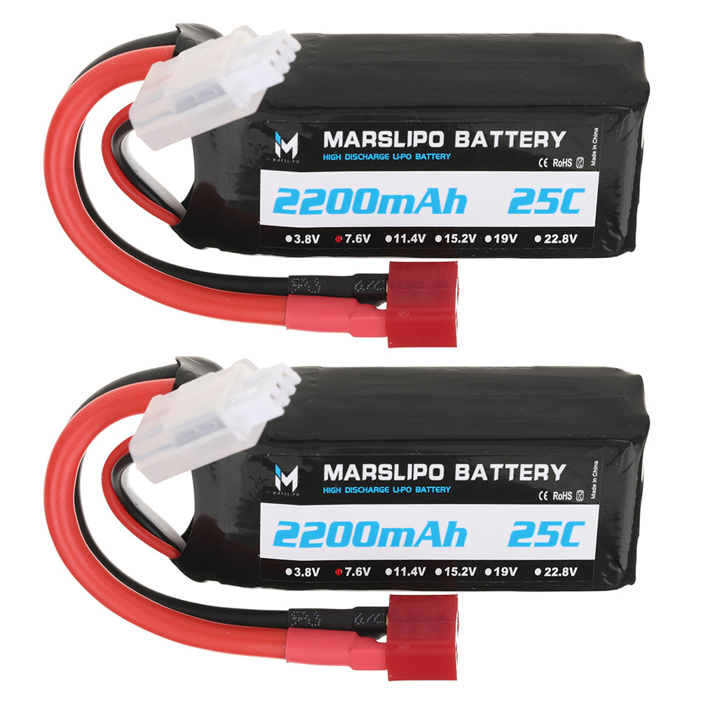 LinkMejor 7.6V 2200mAh 25C 2S Lipo Battery T Plug with XT60 Adapter for RC Model Toys