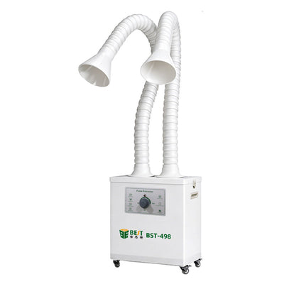 LinkMejor BST-498 Dual-Tube Fume Extractor 200W 310m³/h Soldering Smoke Absorber Air Purifier With 3-Layer Filtration System For Electronics Welding