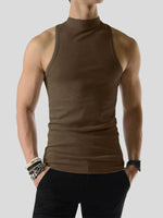 LinkMejor Mens Fashion Solid Color Knitted Elastic Tank Top