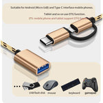 2in1 OTG Adapter USB3.0 to Type-C/Micro USB Adapter Converter for Mouse Keyboard Gamepad