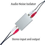 Passive Audio Noise Isolator RCA Stereo Interface Aluminum Alloy Shell Plug and Play Removes Ground Loop Interference Signal Noise Reduction No Power Required Audio Filter Noise Cancelling Device