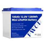LinkMejor 12.8V 100Ah 1280Wh Mini LiFePO4 Battery Pack Grade A Build-in BMS Lithium Iron Phosphate For RV EV Camping