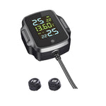 Motorcycle TPMS Tire Pressure Monitoring System QC3.0 Fast Charging USB Output Real Time Temperature Alarm IP67 Waterproof Anti Theft External Sensors Long Battery Life