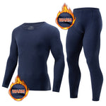 LinkMejor Men's Fall Winter Thermal Underwear Set Simple Base Layer Long-Sleeved Top Pant Casual Pajamas Set