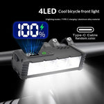 LinkMejor Bicycle Headlight 1000 Lumen USB C Rechargeable 4-LED Front Light with Digital Display MTB Lamp for Night Riding