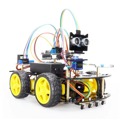 LinkMejor Automation Smart Robot Car Kit for Arduino Programming with Ultrasonic and Infrared Sensors Line Tracking Obstacle Avoidance DIY Educational STEM Kit