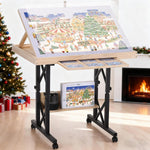 LinkMejor 1500 Pieces Puzzle Table with 4 Wheels Adjustable Jigsaw Table with Drawers in Height Angle with Cover Upgraded Stability for Adults