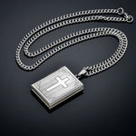 Religious Jesus Cross Locket Pendants Gold Silver Color Photo Frame Memory Necklace for Women/Men Stainless Steel Cross Necklace Faith Jewelry Gift