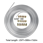 25Ft Coil Roll of 3/16"OD Steel Zinc Brake Line Fuel Tubing Kit with 15 Fittings Replacement Accessories