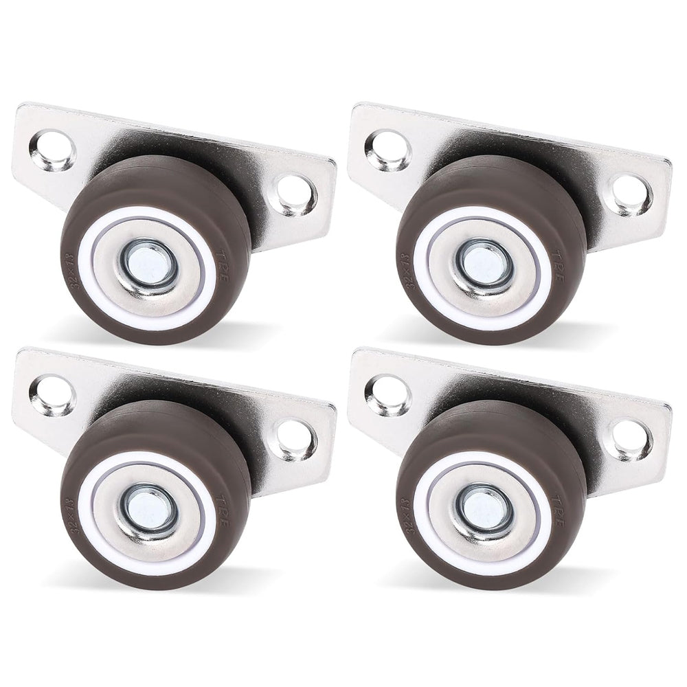 Small Side Mount Caster Wheels 1.25 Inch Set of 4 Rubber Wheels Rigid Casters Furniture Rollers Underbed Drawers DIY Project Non-Marking Smooth Glide 140 LBS Capacity