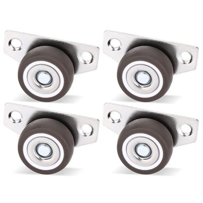 Small Side Mount Caster Wheels 1.25 Inch Set of 4 Rubber Wheels Rigid Casters Furniture Rollers Underbed Drawers DIY Project Non-Marking Smooth Glide 140 LBS Capacity