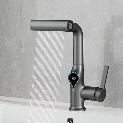 Waterfall Temperature Digital Display Basin Faucet Lift Up Down Stream Sprayer Hot Cold Water Sink Mixer Wash Tap For Bathroom Kitchen