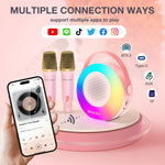 BlitzMax BM-K10 Kids Karaoke Machine Mini Portable bluetooth Speaker with 2 Wireless Microphones RGB Colorful Light Karaoke Toys Gifts Speaker for Home Party Birthday