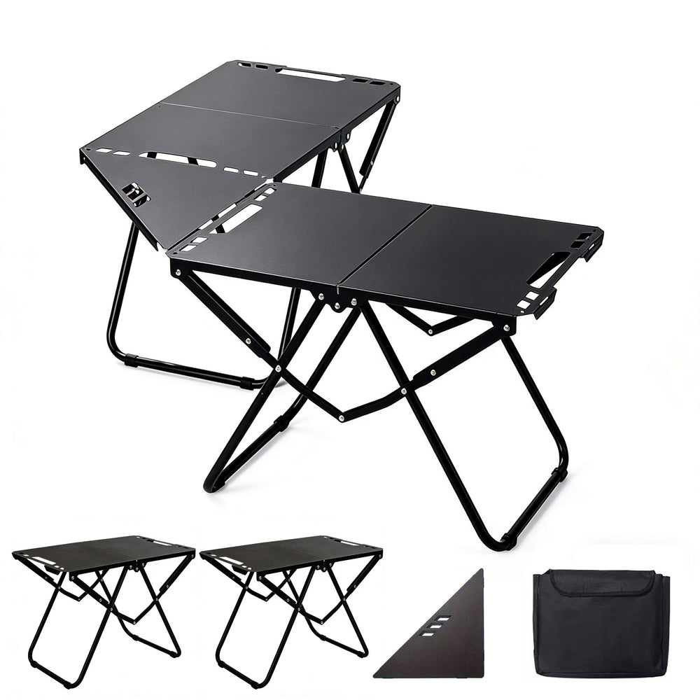 Xmund Camping Table, Outdoor and Sports Gear, Lightweight Portable Folding Tables, Carbon Steel Multifunctional Barbecue Tables, Free Assembly, Full Scene Compatible for Picnic and Barbecue