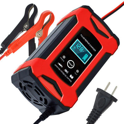 2024 Update 12V 6A Smart Car Battery Charger AC110-240V Electric Battery Charger Suitable For 12V-2Ah-100Ah Motorcycle Car SUV Dry Battery Water Battery Lead Acid