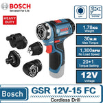 LinkMejor 12V-15 FC for Bosch Professional Cordless Drill 12V Lithium Ion Battery Compact Design 30Nm Torque 5-in-1 Multi Functional Tool LED Worklight Wood Steel Drilling Versatility