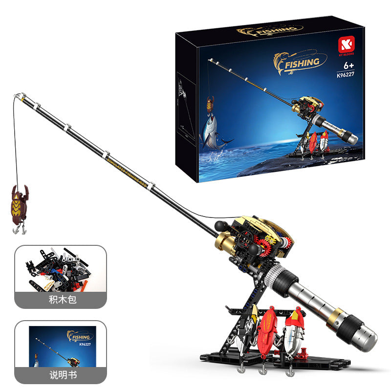 K96227 Bait Baitcasting Reel Fishing Rod Building Block Assembly kit 425PCS Simulation Bait Fishing Poles Bricks Set Toys Kid Gift