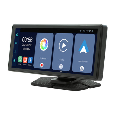V5312R 8.1 Inch Screen Wireless CarPlay Android Auto Portable DVR 1600x600 Resolution Built-In Camera Driving Recorder 2K Recording Bluetooth 5.0 FM Transmitter Touchscreen Display WiFi Connectivity