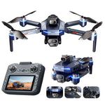 LinkMejor GT8 WiFi FPV with 4.9inch LCD Screen Controller HD Front Bottom Rear Three Camera Servo Gimbal 360° Obstacle Avoidance Brushless Foldable RC Drone Quadcopter RTF