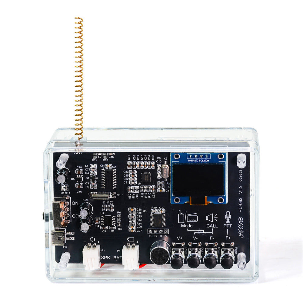 DIY Smart Intercom Radio Kit Adjustable Frequency 409.85MHz 87-108MHz OLED Display FM Walkie-Talkie Communication and Radio Listening