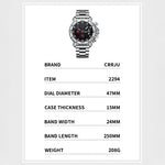 LinkMejor Men's Quartz Chronograph Watch Stainless Steel Strap Waterproof Large Dial Luminous Sport Wristwatch with Date Function