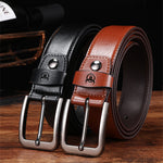 LinkMejor 130cm Genuine Leather Mens Pinch-buckle Belt with Box Birthday Gift for Husband Father Son