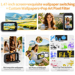 D03 Dual-Lens Mini Magnetic Camera 5MP 2K HD Video 16X Zoom 120° Wide Angle Auto Focus Beauty Filter Anti-Shake Portable Digital Camera with 1.47 Inch Display for Photo Video Vlog