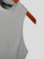 LinkMejor Mens Fashion Solid Color Knitted Elastic Tank Top
