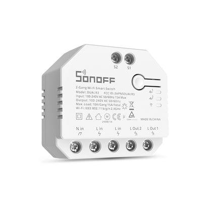 LinkMejor DUALR3 Dual Relay Module WiFi DIY MINI Switch Two Way Power Metering 2 Gang/ Way Switch Timing Smart Home Work with eWeLink APP
