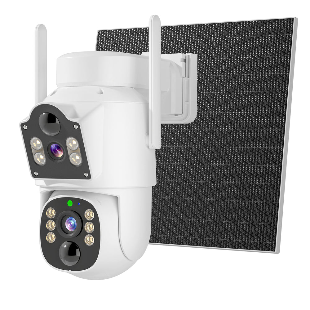 Hiseeu WTDS803 6MP Pixels Solar Powered Dual Lens Wireless WIFI IP Camera with Color Night Vision PIR Motion Alerts Eseecloud App Remote Control IP65 Waterproof