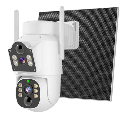 Hiseeu WTDS803 6MP Pixels Solar Powered Dual Lens Wireless WIFI IP Camera with Color Night Vision PIR Motion Alerts Eseecloud App Remote Control IP65 Waterproof