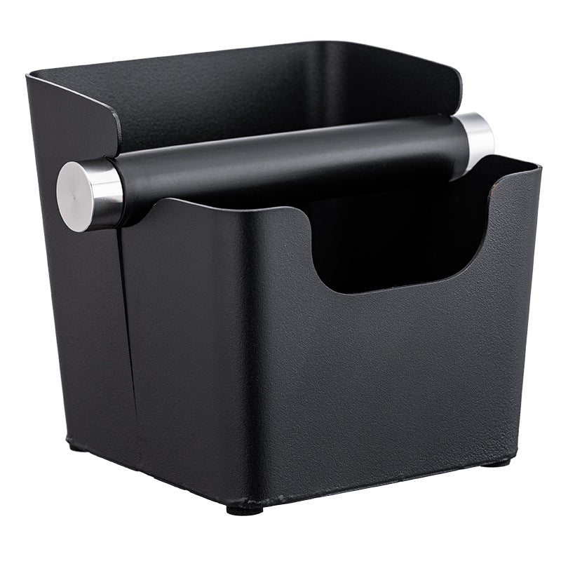 Comfook Metal Compact Coffee Espresso Knock Box Coffee Waste Bin Espresso Puck Bin Espresso Grounds Bin with Silicone Knock Bar