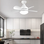 Elfeland 18 Inch E27 Screw Head Fan Light Remote Control Three Color Dimming Detachable Fan Leaf Household Silent Small Fan Light