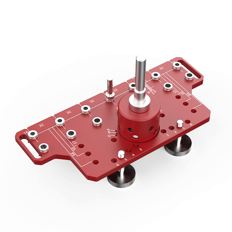 LinkMejor Shelf Pin Jig Hinge Jig 2 in 1 Self-contained Clamping Function All Metal Shelf Pin Drilling Jig with 7 Drill Bits Shelf Jig and Cabinet Hardware Jig Tool Drill Guide