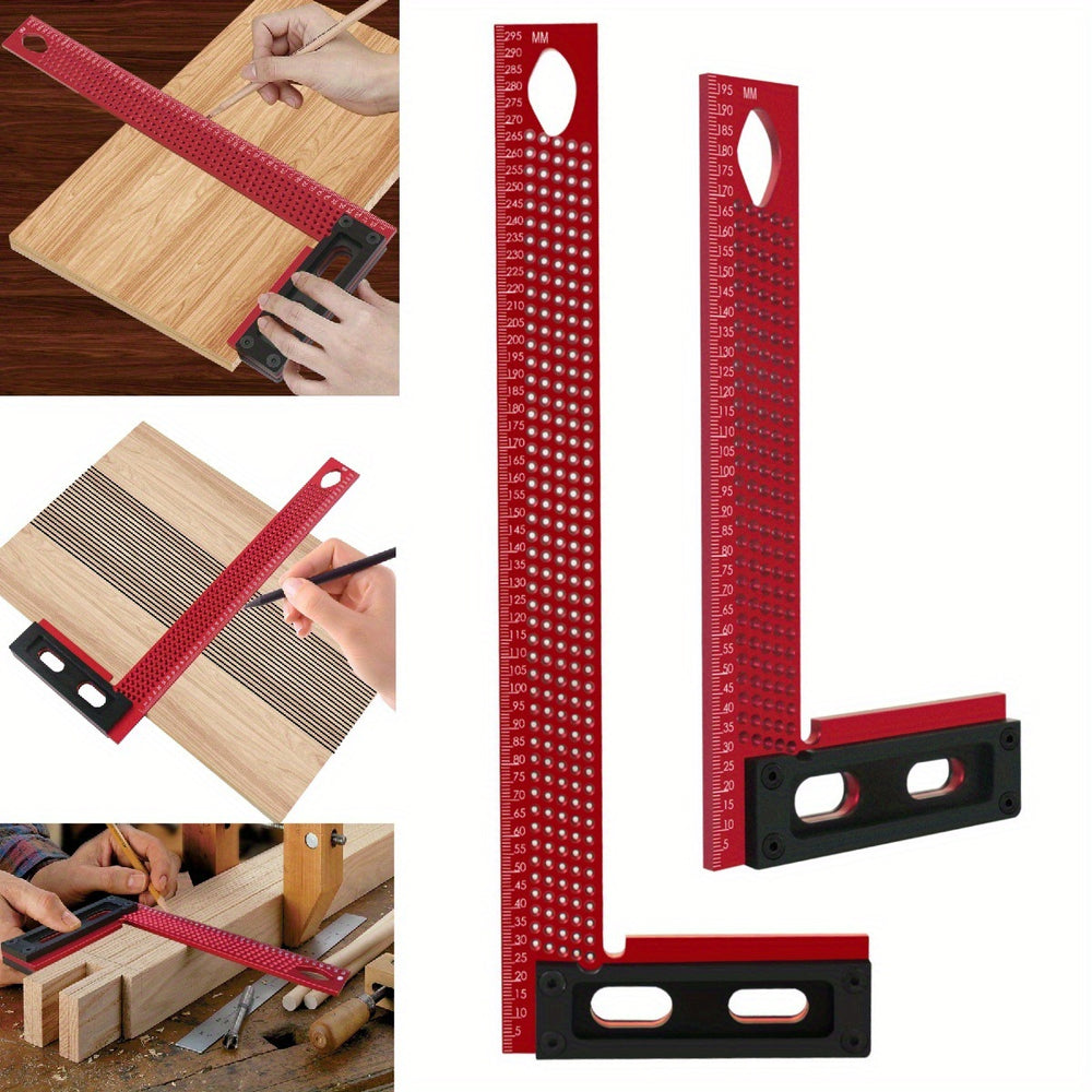 200mm/300mm Carpenter L Shaped Metric Square Right Angle Ruler Hole Positioning Scribing Ruler Layout Measuring Tool