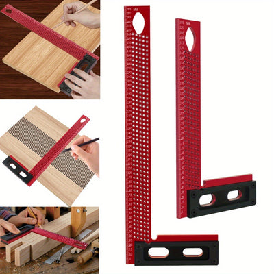 200mm/300mm Carpenter L Shaped Metric Square Right Angle Ruler Hole Positioning Scribing Ruler Layout Measuring Tool