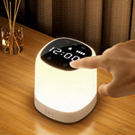Elfeland Portable Night Light with LED Display Timer Setting Bedside Lamp 2400mAh Rechargeable LED Clock Dimmable Touch Remote Control
