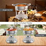 Warmounts 1QT Chafing Dish Buffet Set Individual Single Shabu Hot Pot, Stainless Steel, Glass Lid, Mini Round Chafing Dishes for Buffet for Dinner, Parties, Wedding, Camping, Events