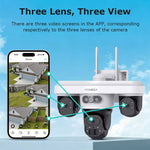 INQMEGA 9MP Tri-lens Solar Camera 4G EU Version Outdoor Wireless PTZ Color Night Vision Two-way Audio Waterproof AOV+PIR 2-in-1 Smart Home Surveillance CCTV Cameras