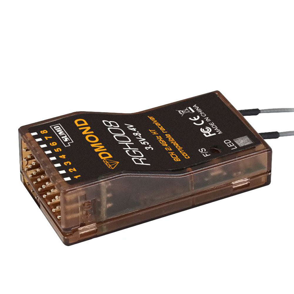 LinkMejor RGH008 2.4GHz 8CH Full Range Telemetry RC Receiver Comaptible Graupner HOTT+SUMD System Support Two-way Data Return for RC Drone