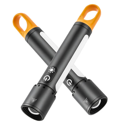 1000LM Super Bright LED Tactical Flashlights with COB Sidelight, 21700 Battery, USB Rechargeable Telescopic Zoom Best Small LED Torch IPX4 Waterproof for Camping Emergency