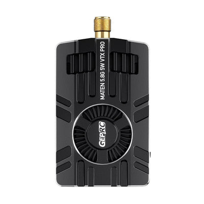 GEPRC MATEN 5.8GHz 5W VTX PRO, 80CH, 4.9-5.8GHz, 300/600/1600/3000/5000mW, Up to 15km, IRC Tramp OSD, Built-in Mic, CNC Aluminum + Turbofan Cooling, SMA, 7-36V, 5V 600mA Out, 20×20 & 25.5×25.5mm, 49.5g, for Extreme Long-Range FPV Drone