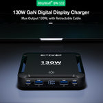 [GaN Tech] LinkMejor® BW-S32 130W 5 in 1 USB PD Digital Display Charger with Retractable Cable Fast Charging Desktop Charging Station for iPhone 17 16 16 Pro 15 14 13 Pro Max for MacBook Pro for Airpods for Apple Watch