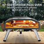 [US Direct] ECOWELL EPO160 16" Pizza Stove Outdoor Oven with Outside Stone/Peel Infrared Thermometer and Portable Waterproof Cover Pizza Oven